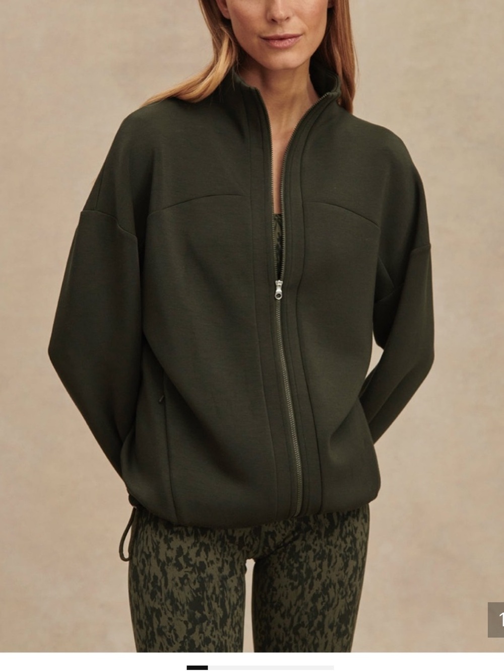 Varley Tayah Olive Zip Through Mid Layer Jacket